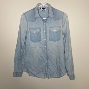 Blue Denim Chambray long sleeve shirt top